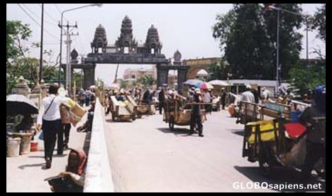 Postcard Thai-Cambodian border at Poipet.