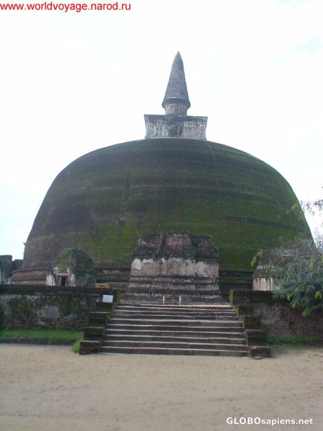 Postcard small dagoba in the ancient city of pollonaruwa