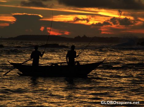 Postcard Fishing at sunset