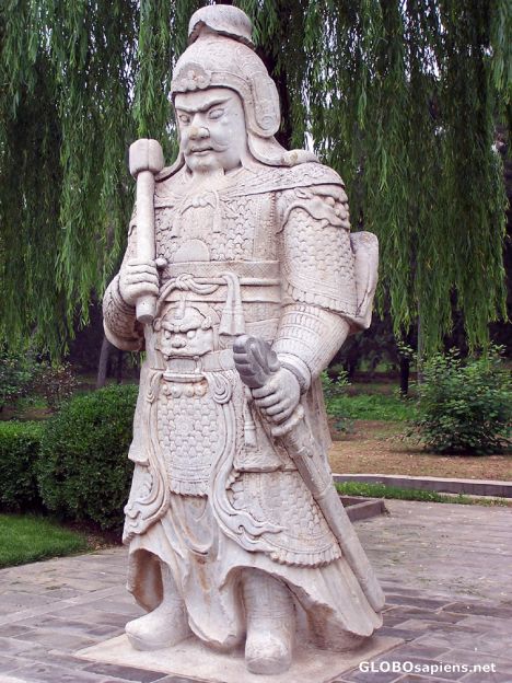 Postcard Stone Soldier along the Sacred Way, Ming Tombs