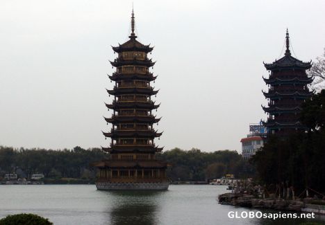 Postcard Guilins Twin Pagoda's