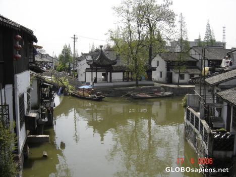 Postcard river town view 1