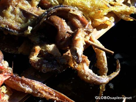 Postcard Yummy... a little fried snake anyone?