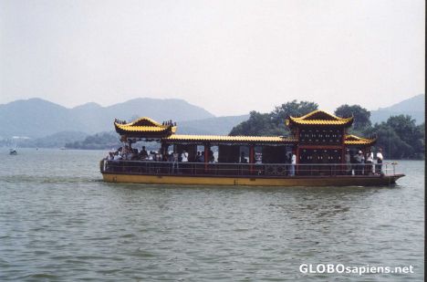 Postcard boat on west lake