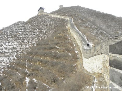 Postcard Great Wall of China in winter 
