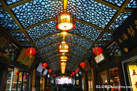 Postcard Arcade Shanghai Old Town at Chinese New Year 2011