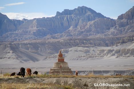 Postcard View of a Chorten and Canyon
