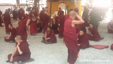 Postcard Disputing monks