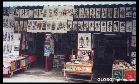 Postcard Scroll paintings shop at YangShuo.