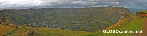Postcard Vista panorámica del cráter del volcán Rano Kau