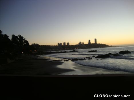 Postcard Viña del mar beach at sunset