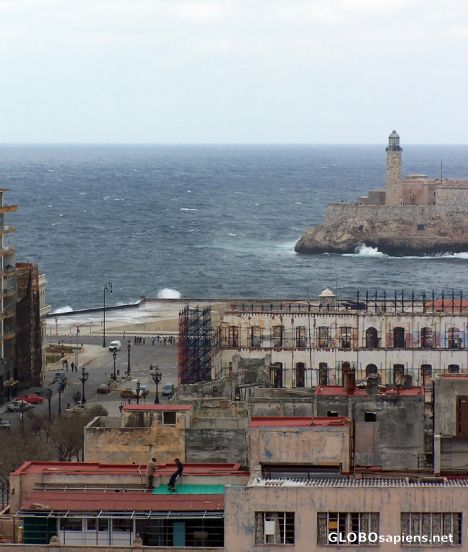 Postcard End of Paseo de Marti & the Morro Fortress