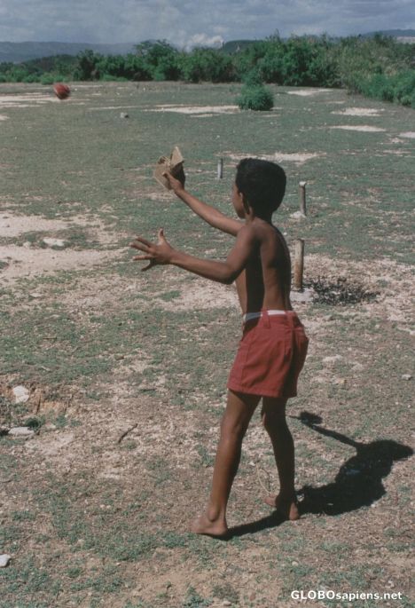 Postcard Children playing baseball in Santiago