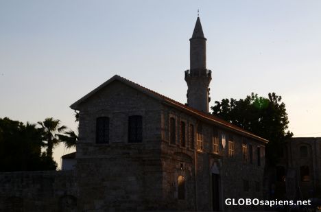 Postcard Pafos (CY) - a minaret at the sunset