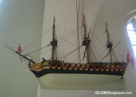 Postcard Ship in Church