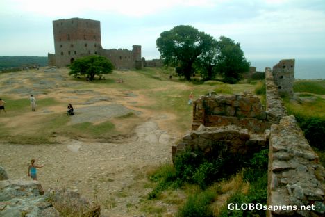 Postcard Hammershus Castle (DK) - view of the inner complex