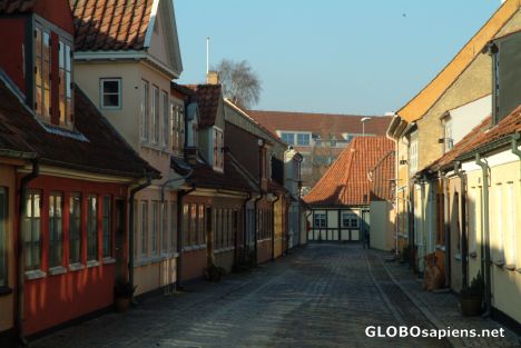 Postcard Odense - main street in the old town
