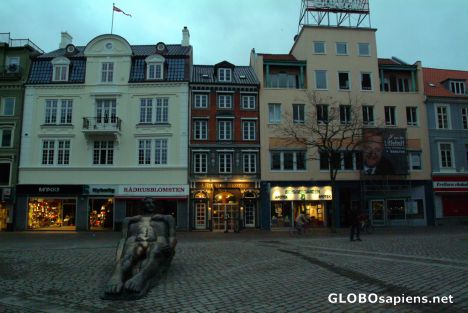 Postcard Odense - a naked bronze person
