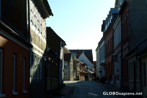 Postcard Odense - a shaded street
