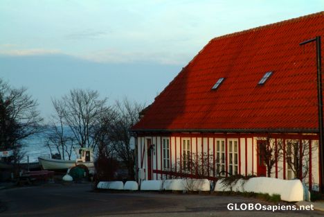 Postcard Funen - a large fisherman's house