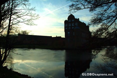 Postcard Funen - a manor by a pond