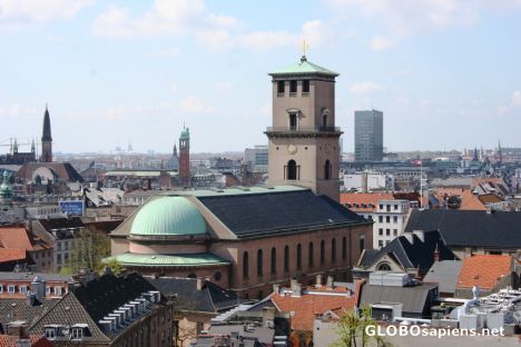 Postcard Rundetaarn, view of the city