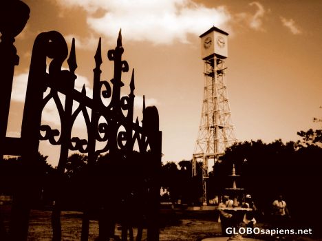 Postcard Park´s gate and local watch tower
