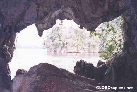 Postcard Looking out of 1 of a thousand caves
