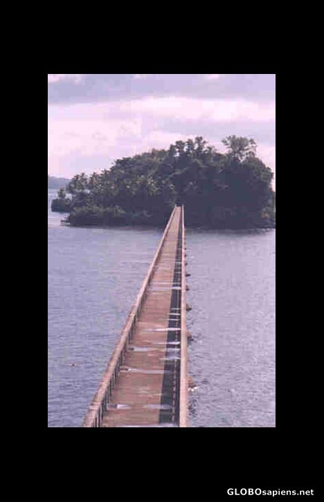 Postcard bridge to Island