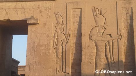 Postcard Horus temple in Edfu - detail
