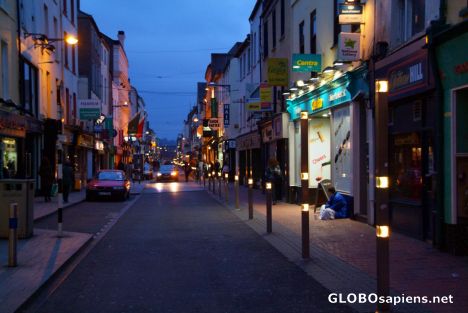 Postcard Cork - main drag in the evening