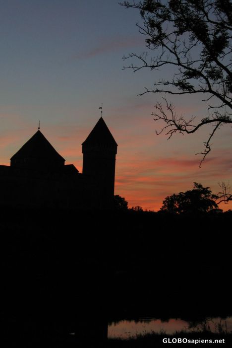 Postcard Kuressaare Castle by night