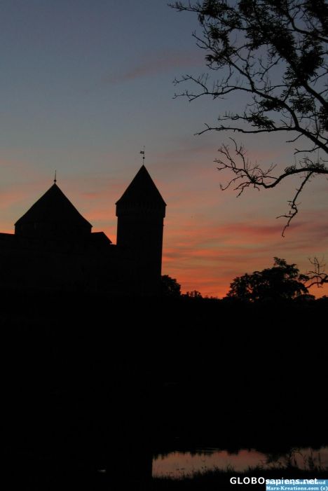 Postcard Kuressaare Castle by night