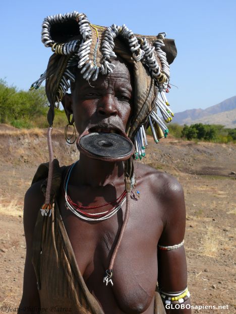 Postcard mursi woman