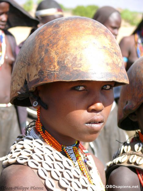 Postcard young boy from Arbore tribe