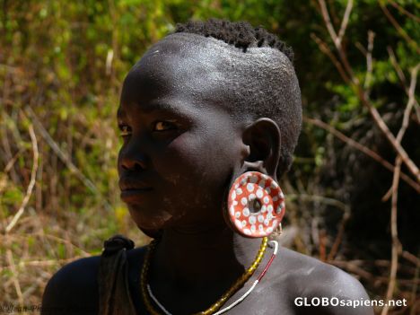 Postcard pre-teen mursi girl