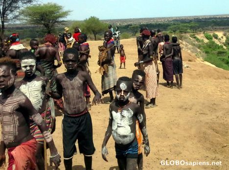 Postcard Karo tribe people
