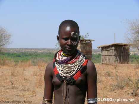 Postcard karo girl with face painting