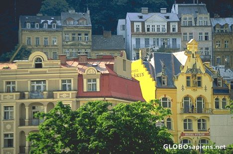 Postcard View of Karlovy Vary Spas, Hotels and Restaurants