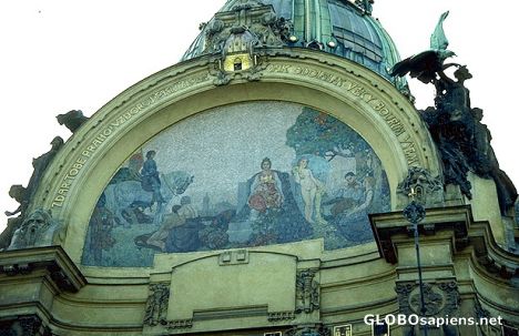 Postcard Yet another richly decorated roof, Prague