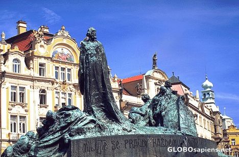 Postcard Memorial of Jan Hus, Close up.