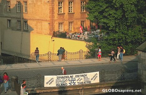 Postcard Pedestrian Bridge past the old town square