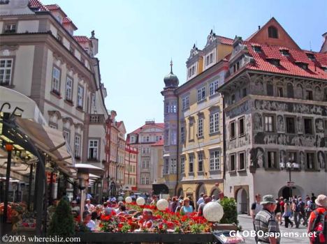 Postcard Colorful Square, Prague, Czech Republic