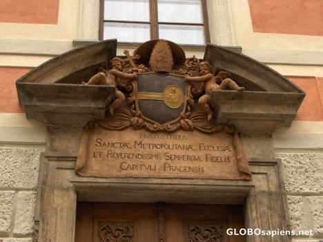 Postcard Decor above a door inside Prague Castle