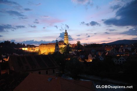 Postcard Cesky Krumlov by night