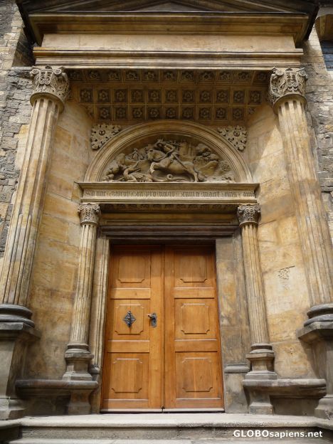 Postcard Door with tympanum