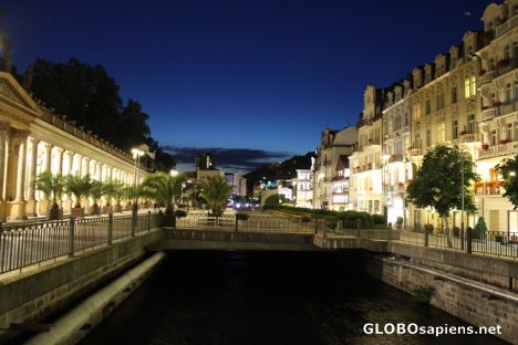 Postcard Karlovy Vary by night