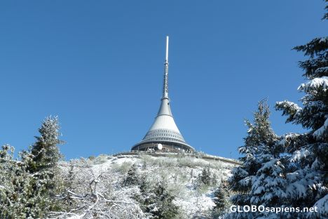 Postcard Ještěd - TV tower and a hotel