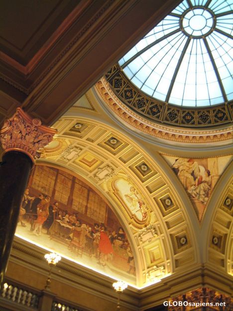 Postcard Prague National Museum ceiling