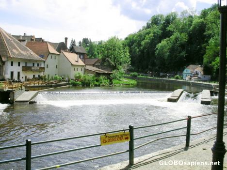 Postcard Cesky Krumlov - Vltava River view from entrance.